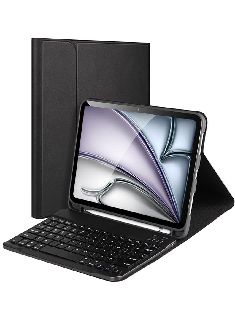 Theodor iPad Air 13-Inch M3 2025/ M2 2024 Case with Keyboard Wireless Magnetically Detachable Case , Auto Sleep/Wake -Black - Image 1